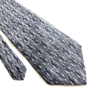 George Machado Zylos‎ Gold Woven Gray Abstract Geometric Wide Silk Tie